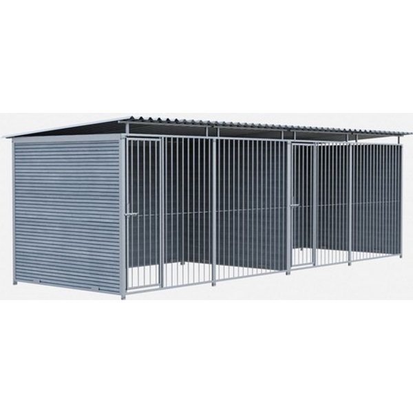 Chenil Mks En Composite Wpc - Eterna - Double 6 X 2 M Avec 1 SéParation, 2 Portes - FaçAde En Barreaux-image