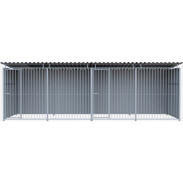 Chenil MéTal Mks - Metallo Double 6 X 2 M Avec 1 SéParation, 2 Portes - FaçAde En Barreaux-image