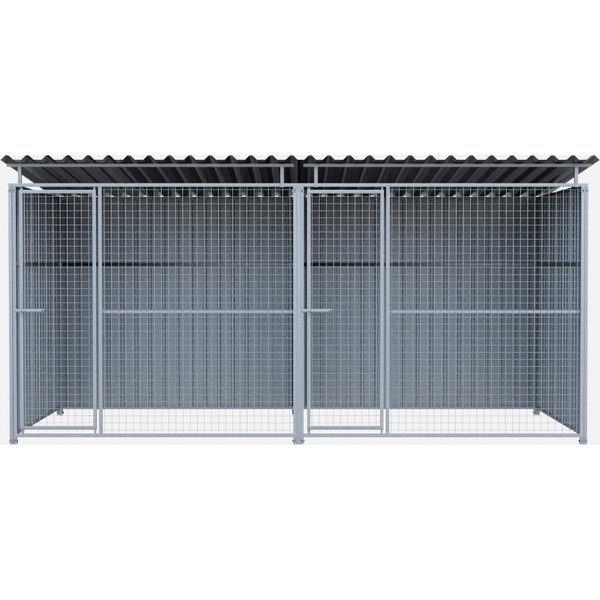 Chenil MéTal Mks - Metallo Double 4 X 2 M Avec 1 SéParation, 2 Portes - FaçAde En Grillage-image