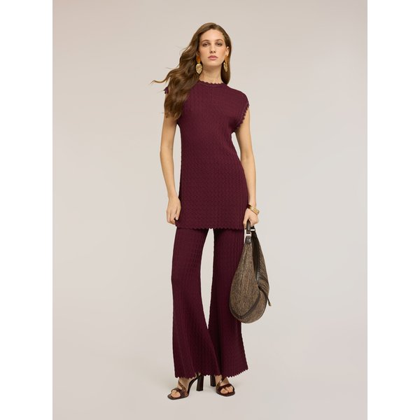 Motivi Maglia In Misto Viscosa Con Lavorazione Pizzo Donna, Bordeaux, Taglia Xs-image