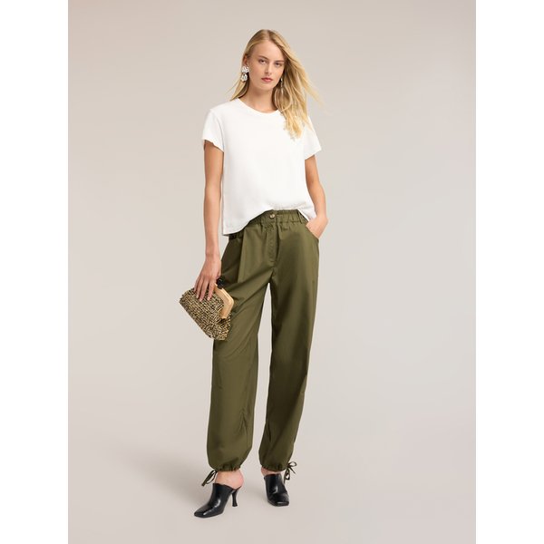 Motivi Pantaloni Cargo In Popeline Di Cotone Donna, Verde Militare, Taglia Xs-image