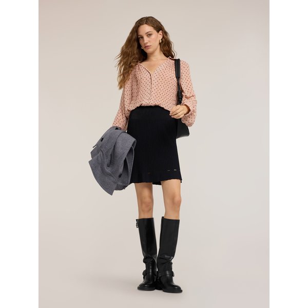 Motivi Gonna Plissé In Maglia Con Dettaglio Traforato Donna, Nero, Taglia S-image
