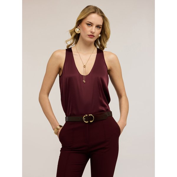 Motivi Top In Raso A Spalla Larga Donna, Bordeaux, Taglia 44-image