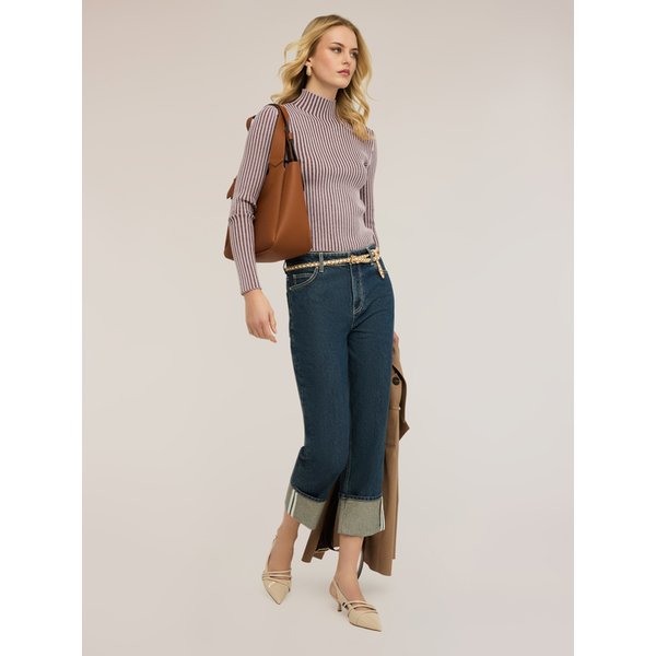 Motivi Jeans Cropped Con Risvolto Donna, Blu, Taglia 38-image