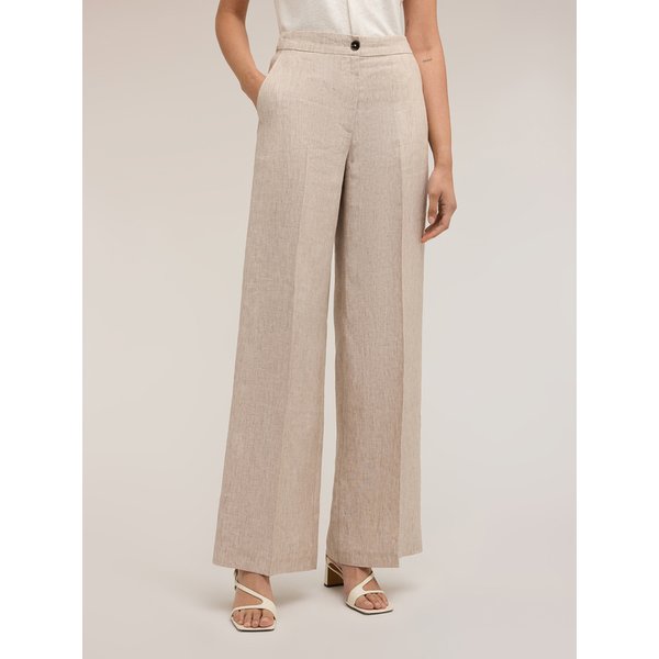 Motivi Pantaloni Palazzo In Lino Donna, Beige, Taglia 36-image
