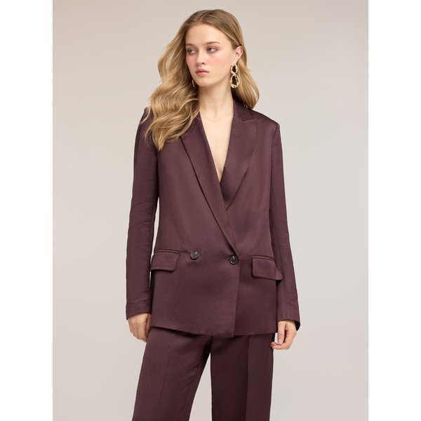 Motivi Giacca Strutturata Doppiopetto In Misto Lino Donna, Marrone, Taglia 48-image