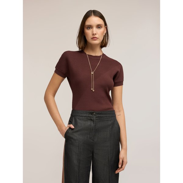 Motivi Maglia A Coste Con Manica A Kimono Donna, Marrone, Taglia M-image