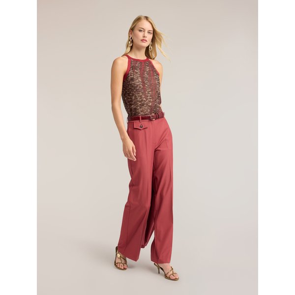 Motivi Pantaloni Palazzo Fluidi Con Piega Stirata Donna, Rosso, Taglia 40-image