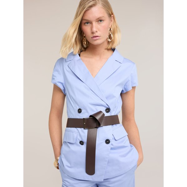 Motivi Blazer Doppiopetto A Manica Corta Donna, Azzurro, Taglia 44-image