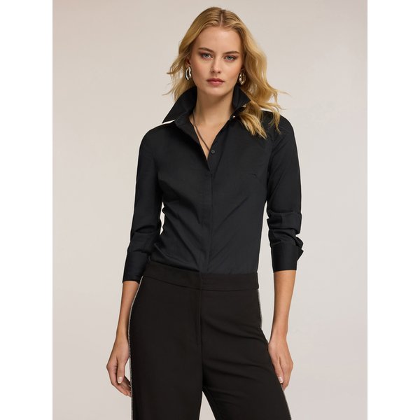 Motivi Camicia In Popeline Donna, Nero, Taglia 44-image