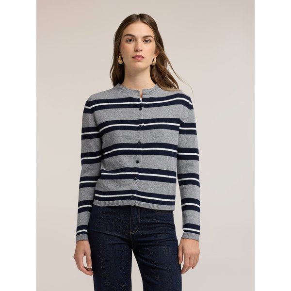 Motivi Cardigan In Maglia Misto Lana A Righe Donna, Blu, Taglia XS-image
