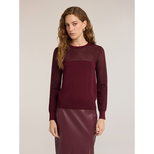 Motivi Maglia Con Dettagli Traforati Misto Viscosa Donna, Bordeaux, Taglia S-image