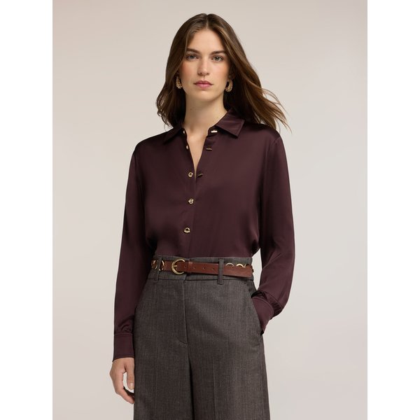 Motivi Camicia In Raso Di Viscosa Con Bottoni Metallici Donna, , Taglia 38-image