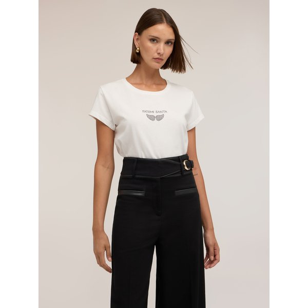 Motivi T-Shirt Con Scritta E Ali In Strass Donna, Bianco, Taglia L-image