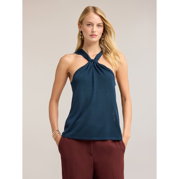 Motivi Maglia Fine Lurex Con Drappeggio E Cut-Out Donna, Blu, Taglia L-image