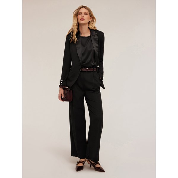 Motivi Pantaloni Palazzo Con Pieghe Donna, Nero, Taglia 42-image