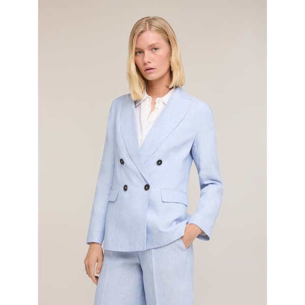 Motivi Blazer Doppiopetto In Lino Donna, Azzurro, Taglia 44-image