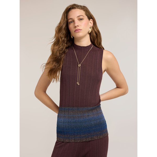 Motivi Maglia Dolcevita Con Orlo Lurex Donna, Marrone, Taglia XS-image
