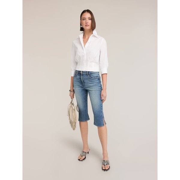 Motivi Camicia Boxy In Popeline Donna, Bianco, Taglia 36-image