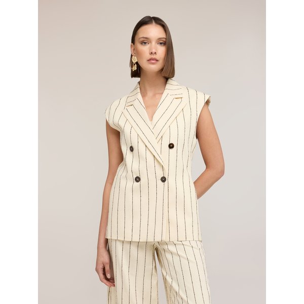 Motivi Gilet Gessato The Tailoring Lab Donna, Beige, Taglia 40-image