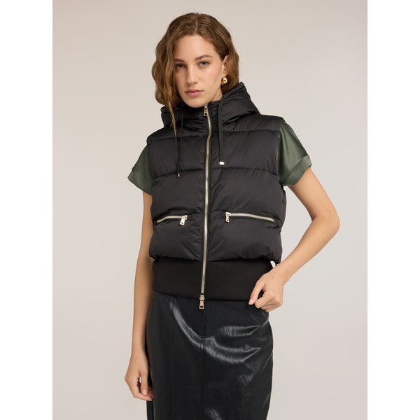 Motivi Gilet Trapuntato Con Cappuccio Donna, Nero, Taglia 40-image
