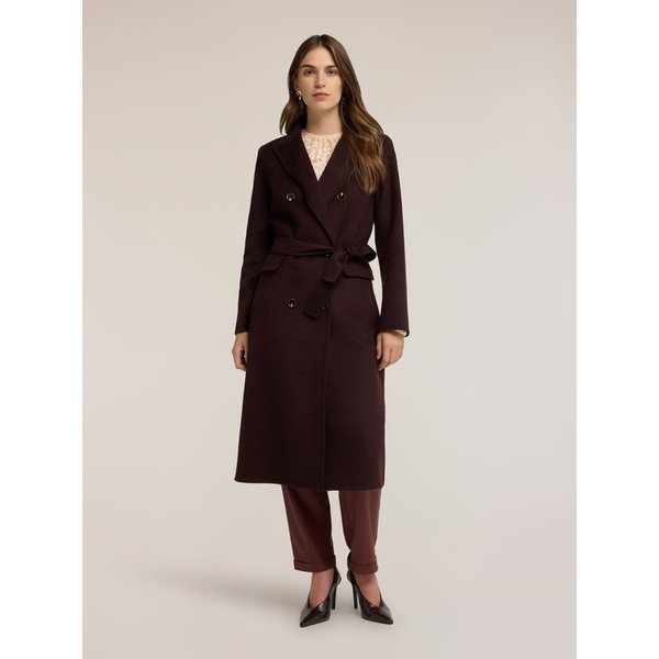 Motivi Cappotto Cinturato Doppiopetto In Double Misto Lana Donna, Marrone, Taglia 46-image
