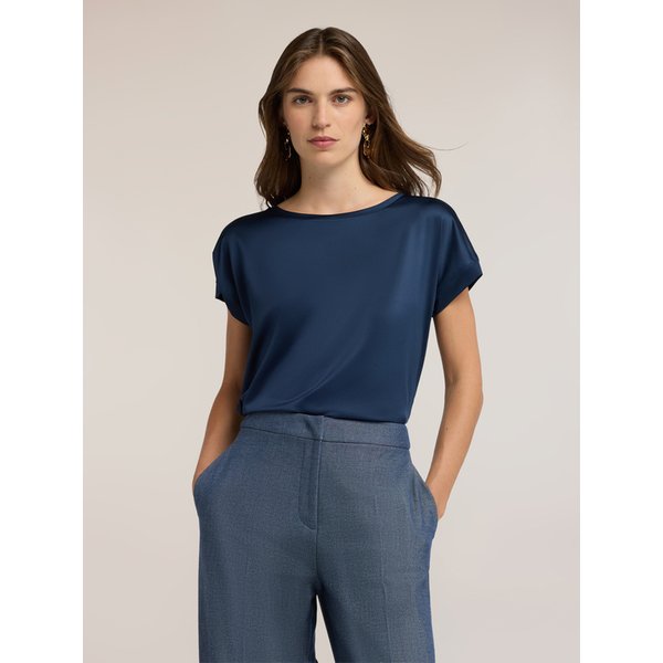 Motivi T-Shirt Bimaterica Donna, Blu, Taglia M-image