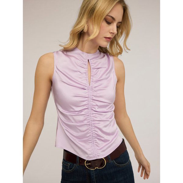 Motivi Blusa In Raso Con Arricci Donna, Viola, Taglia 48-image