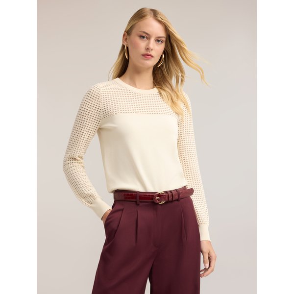 Motivi Maglia Con Dettagli Traforati Misto Viscosa Donna, Bianco, Taglia S-image