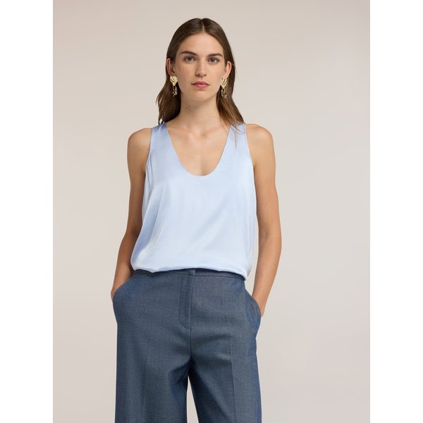 Motivi Top In Raso A Spalla Larga Donna, Azzurro, Taglia 38-image
