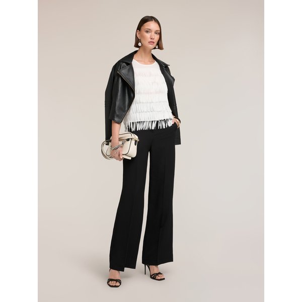 Motivi Top In Georgette Con Frange Donna, Bianco, Taglia 44-image