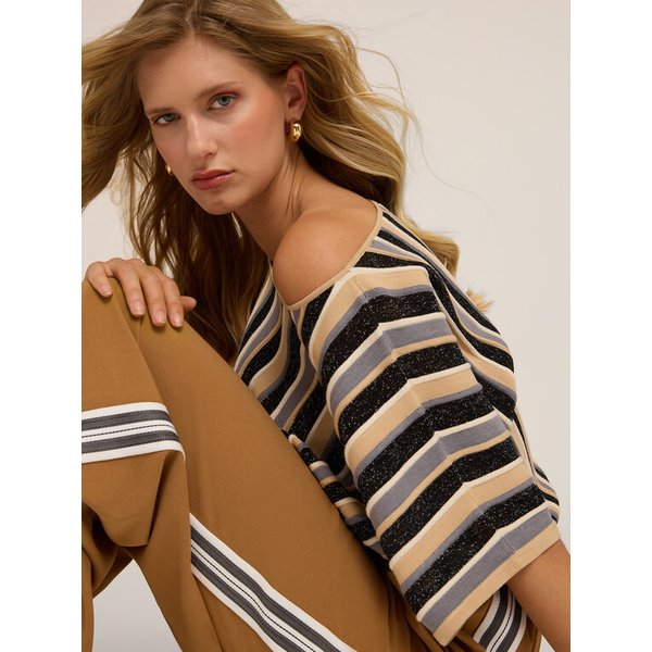 Motivi Maglia Lurex A Kimono Donna, Beige, Taglia Xs-image