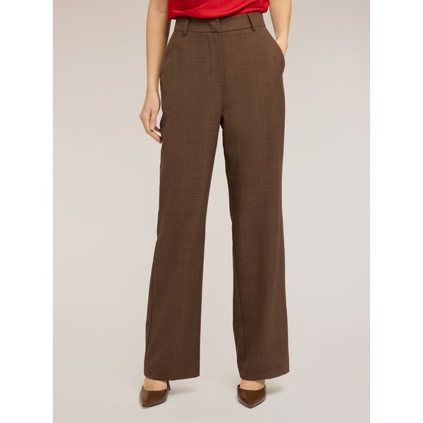 Motivi Pantaloni Palazzo In Poliviscosa Check Donna, Marrone, Taglia 48-image
