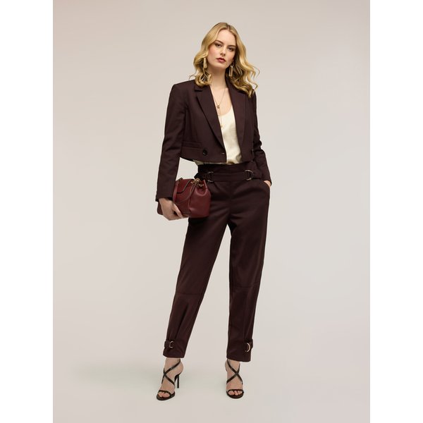 Motivi Pantaloni In Poliviscosa Con Cinturini Donna, Marrone, Taglia 36-image
