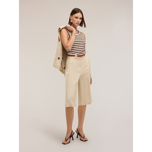 Motivi Bermuda Misto Lino Lyocell Donna, Beige, Taglia 44-image
