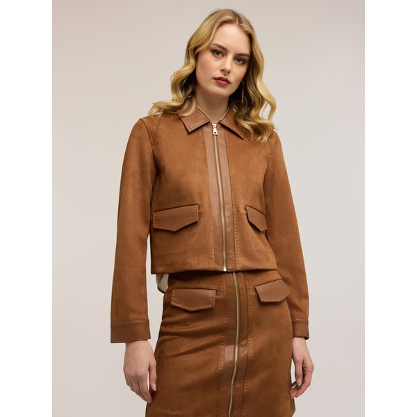 Motivi Giubbotto Corto Con Zip E Tasche Donna, Marrone, Taglia 46-image