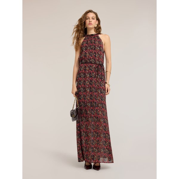 Motivi Vestito Lungo In Georgette Con Stampa Donna, Rosso, Taglia 48-image