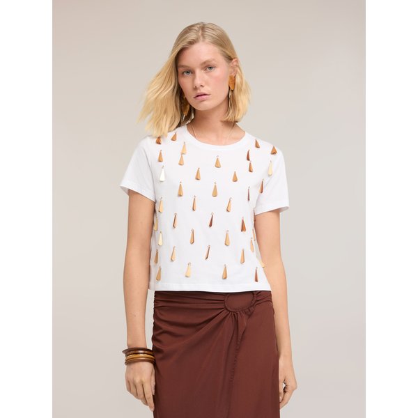 Motivi T-Shirt Con Ricamo Di Paillettes Donna, Bianco, Taglia Xs-image