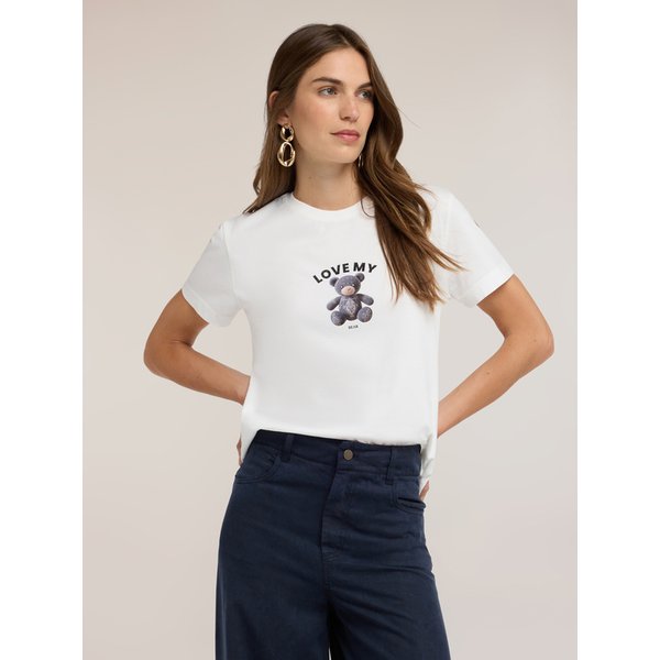 Motivi T-Shirt Girocollo Con Stampa Donna, Bianco, Taglia S-image