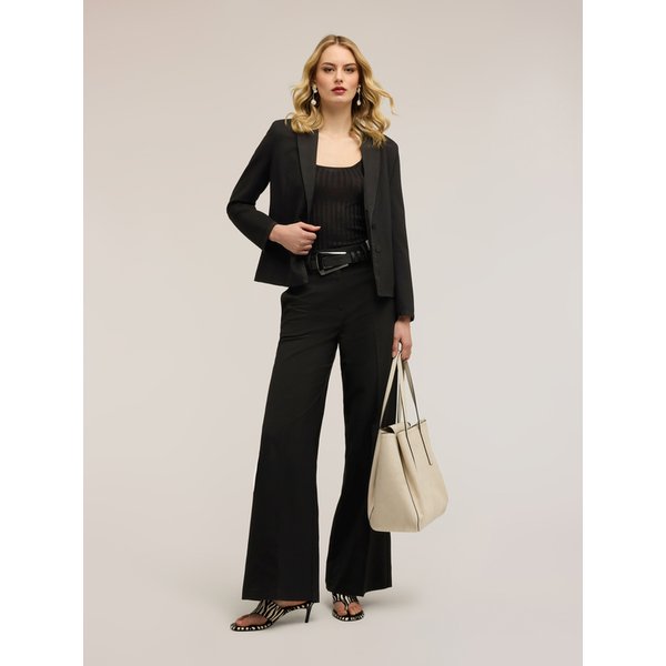 Motivi Pantaloni Palazzo In Tessuto Armaturato Donna, Nero, Taglia 38-image