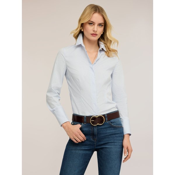 Motivi Camicia In Popeline A Righe Donna, Azzurro, Taglia 44-image