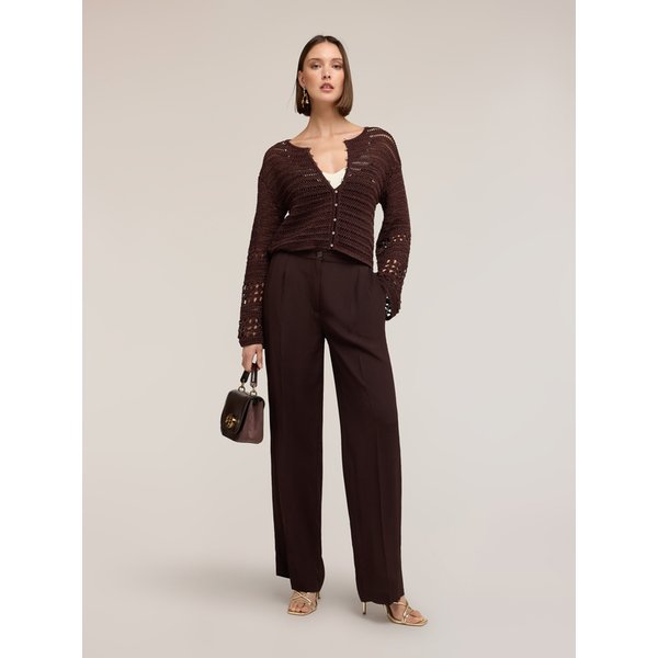 Motivi Cardigan In Maglia Traforata Misto Lurex Donna, Marrone, Taglia M-image
