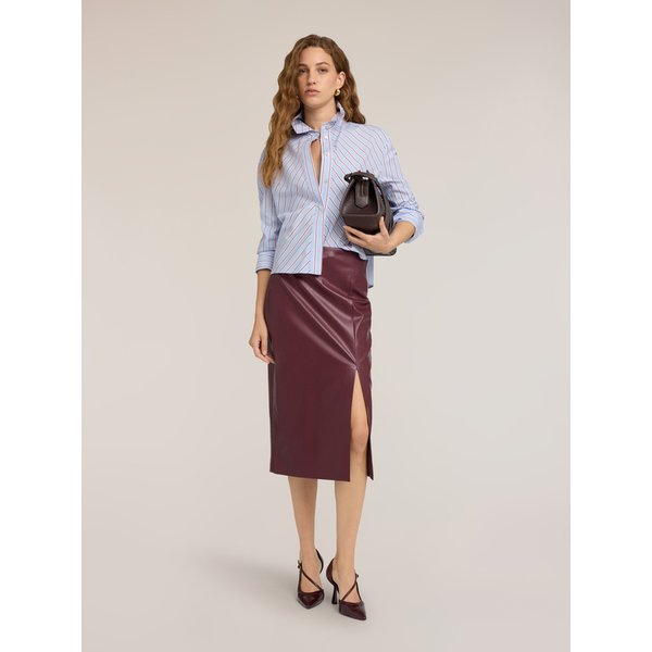 Motivi Gonna Tubino In Tessuto Spalmato Con Spacco Donna, Bordeaux, Taglia 36-image