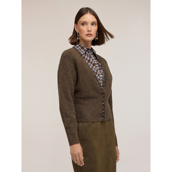 Motivi Cardigan Kimono In Lana Alpaca Con Pietre Donna, , Taglia XS-image