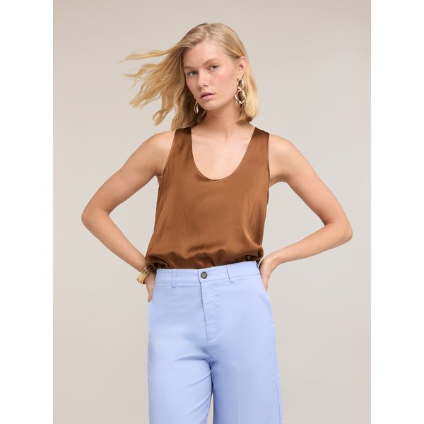 Motivi Top In Raso A Spalla Larga Donna, Marrone, Taglia 36-image