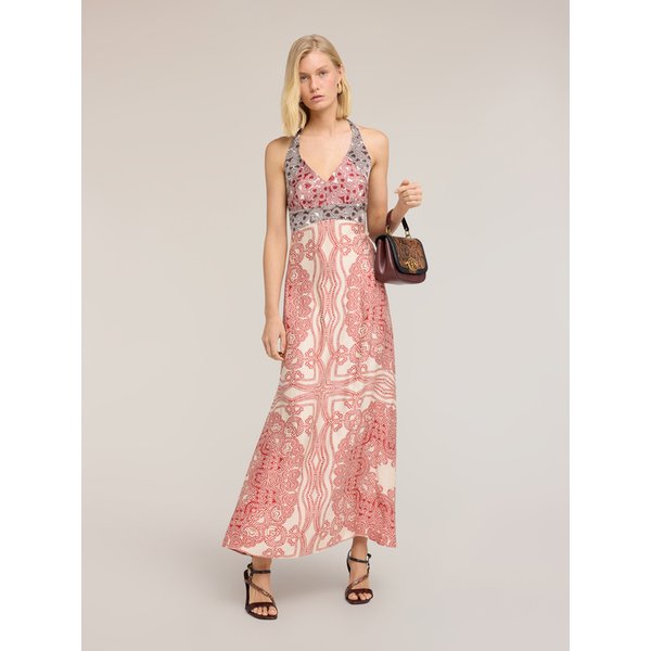 Motivi Vestito Lungo In Raso Stampa Paisley Donna, Rosso, Taglia 42-image