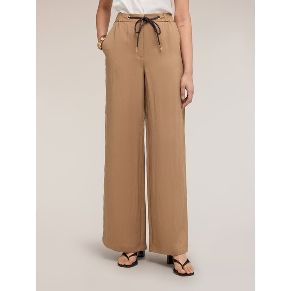 Motivi Pantaloni Palazzo Misto Lyocell Donna, Beige, Taglia 44-image