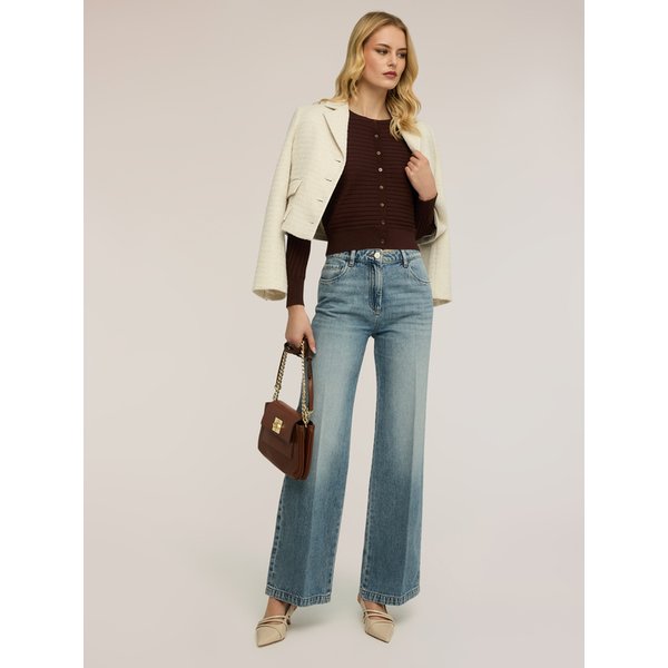 Motivi Jeans Palazzo Con Piega Stirata Donna, Azzurro, Taglia 42-image
