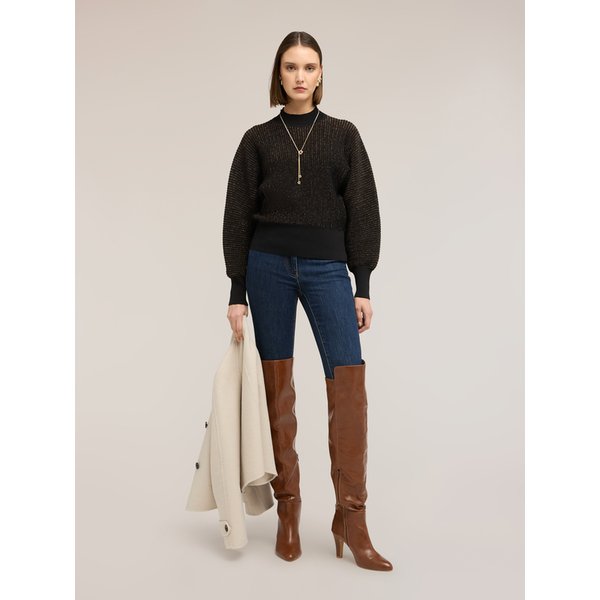 Motivi Maglia Dolcevita A Coste In Filato Laminato Donna, Marrone, Taglia M-image