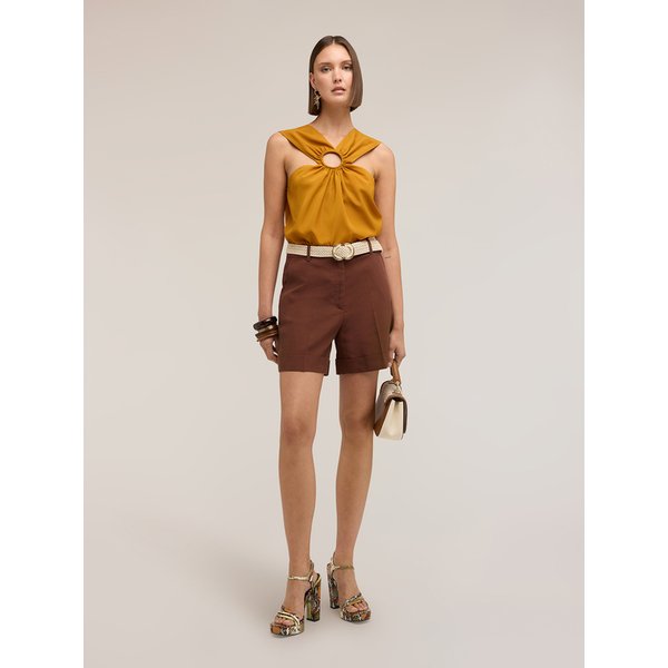 Motivi Top In CrêPe De Chine Con Anello Donna, Giallo, Taglia 38-image